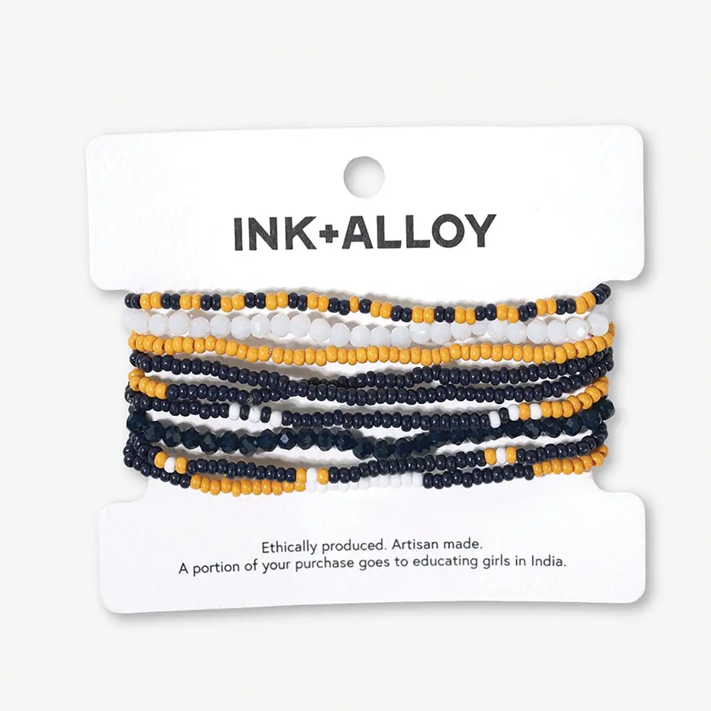 Gameday Bracelet Stack Navy and Yellow