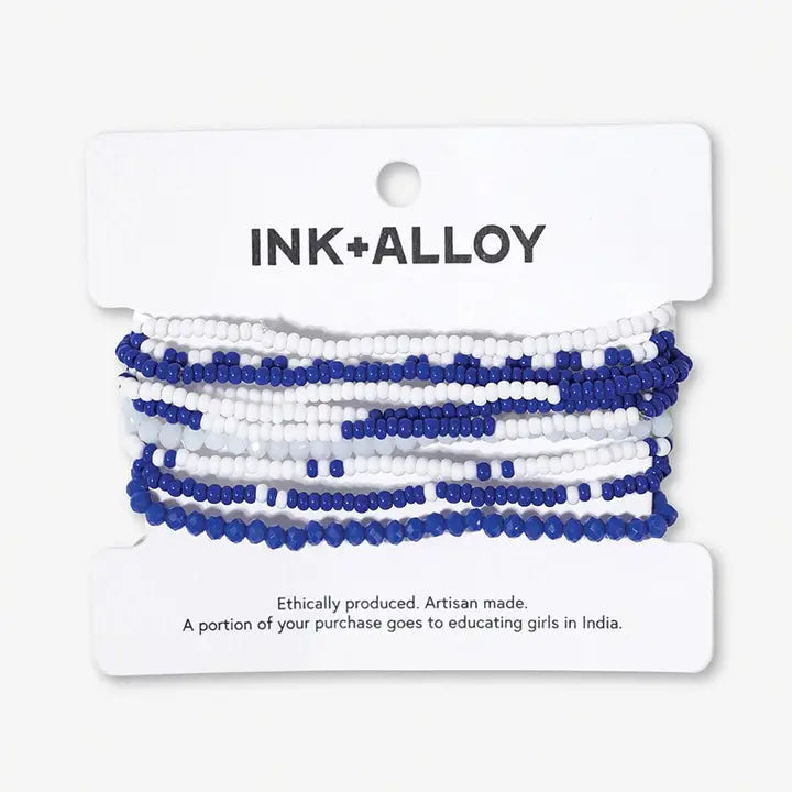 Gameday Bracelet Stack Blue and White