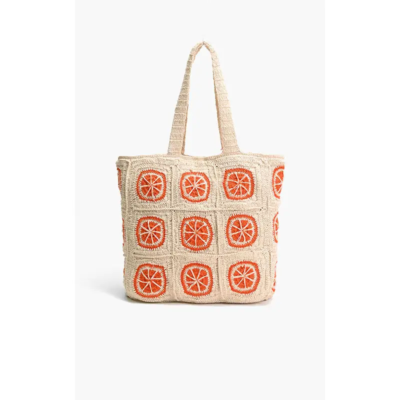 Orange Crochet Beach Tote