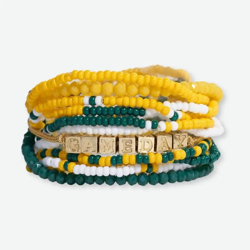 Gameday 11 Bracelet Stack Green and Gold