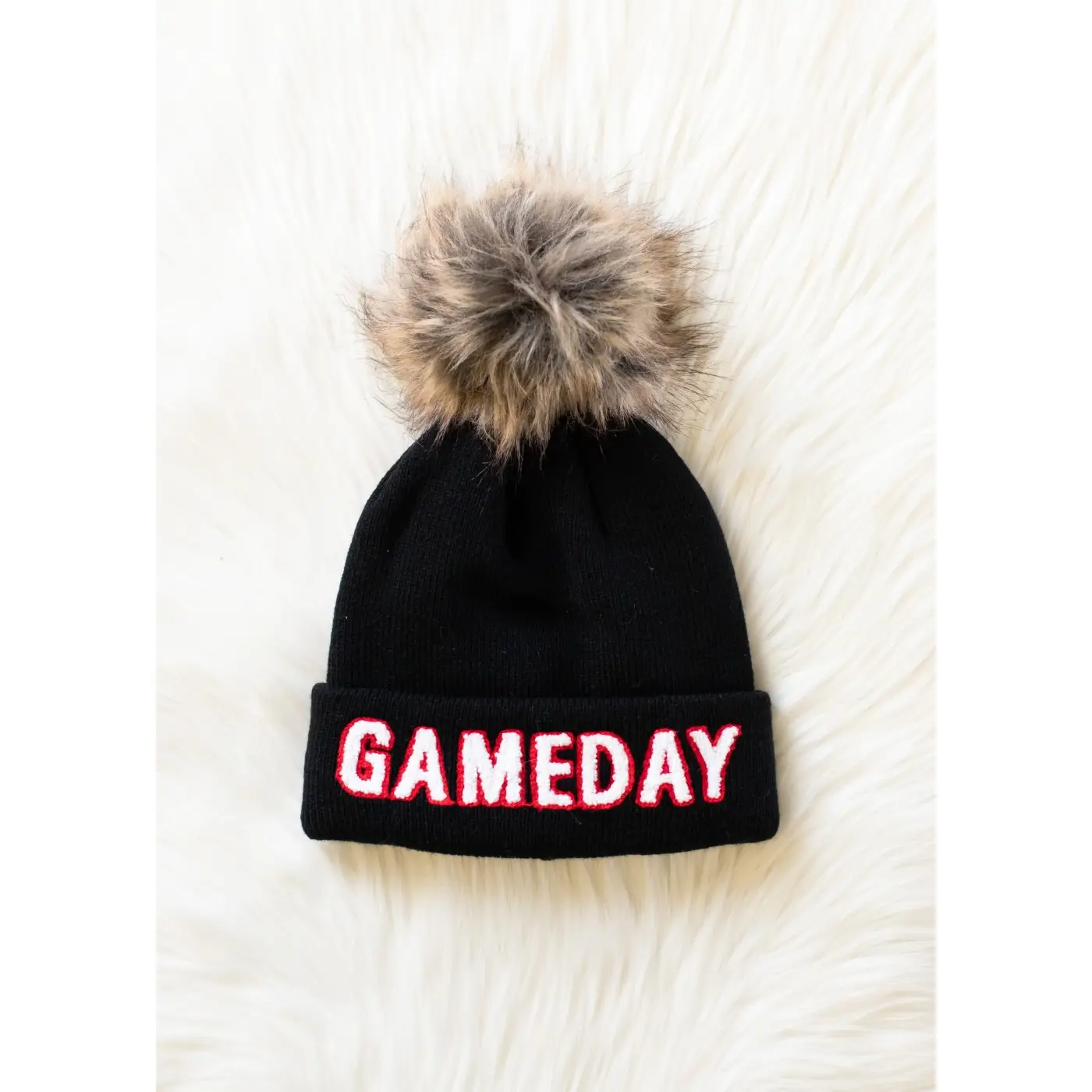 Game Day Pom Hat Black