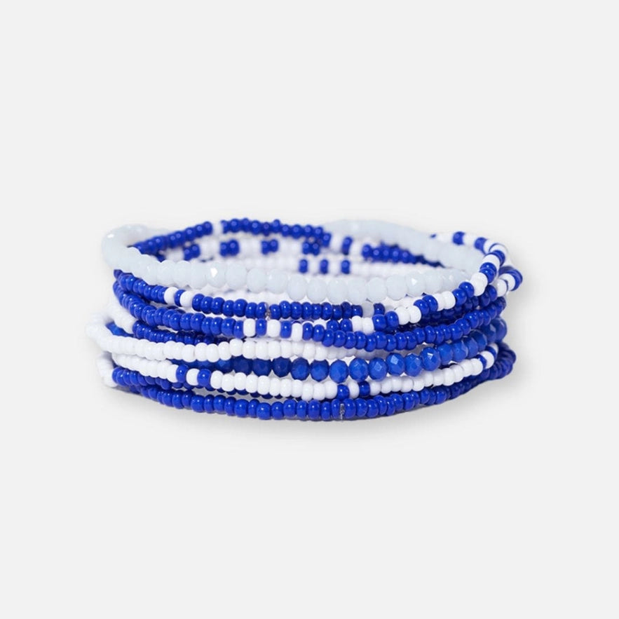 Gameday Bracelet Stack Blue and White