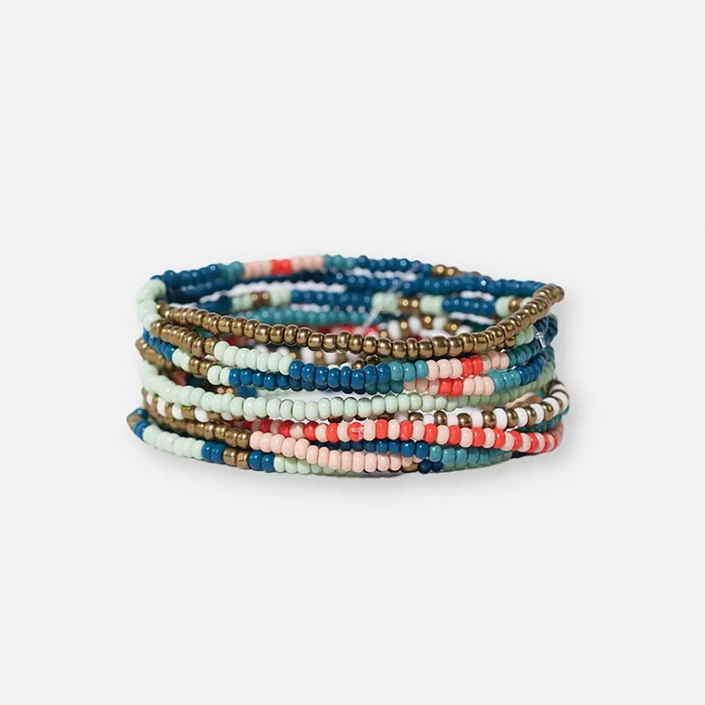Bracelet Stack Teal and Poppy