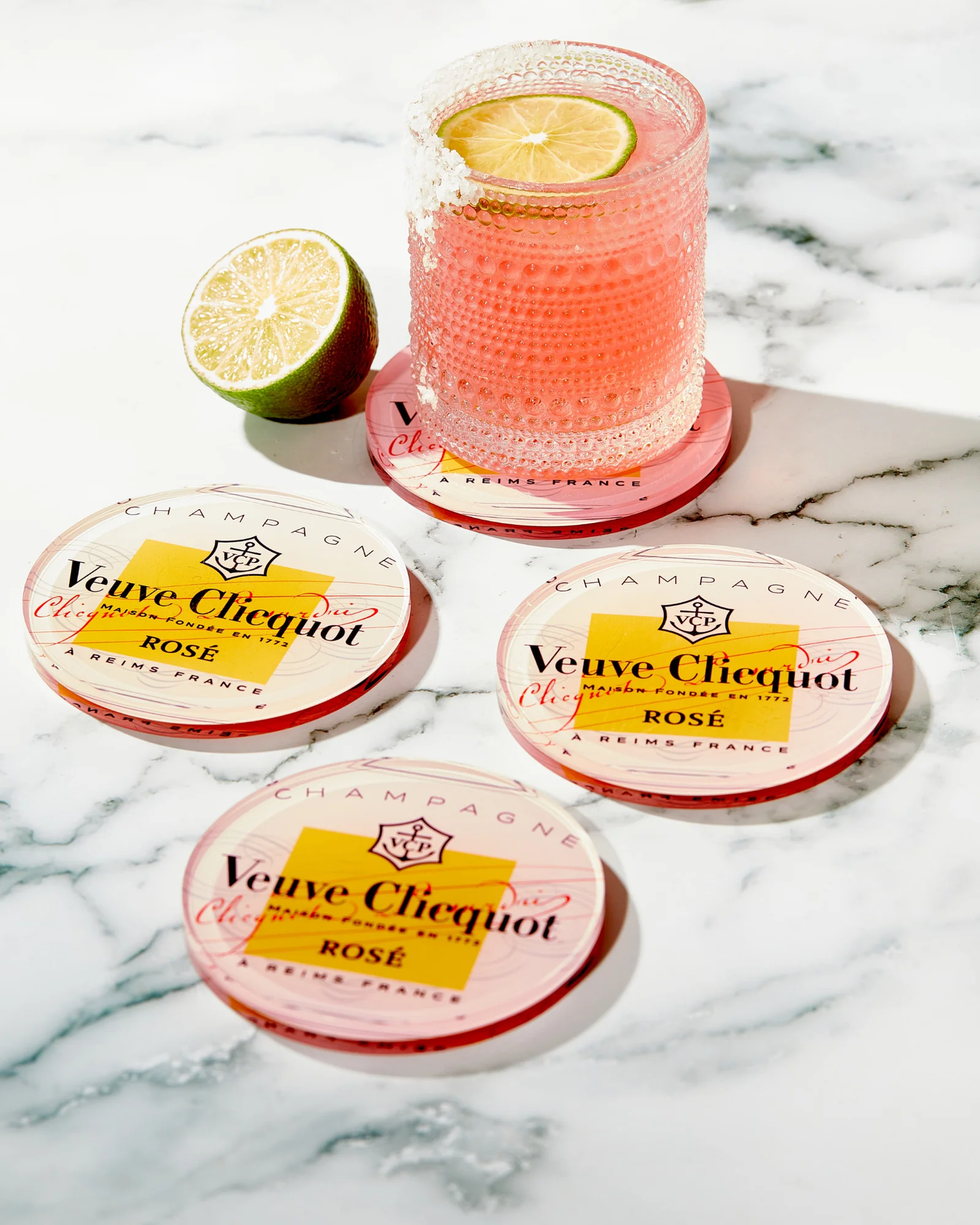 Rose all Day Veuve Coaster