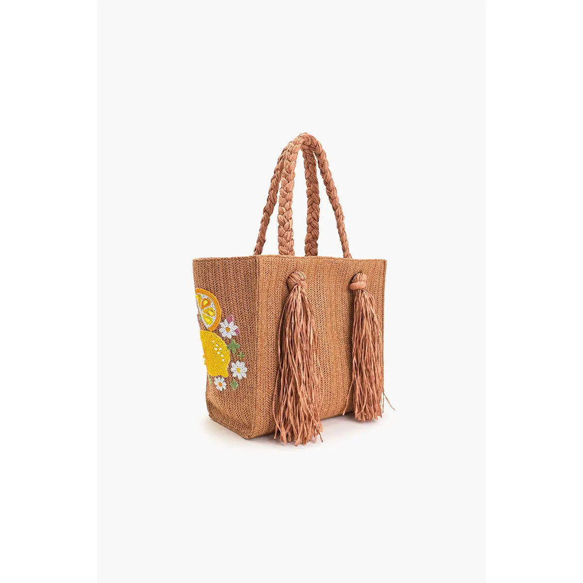 Daisy Citrus Straw Tote