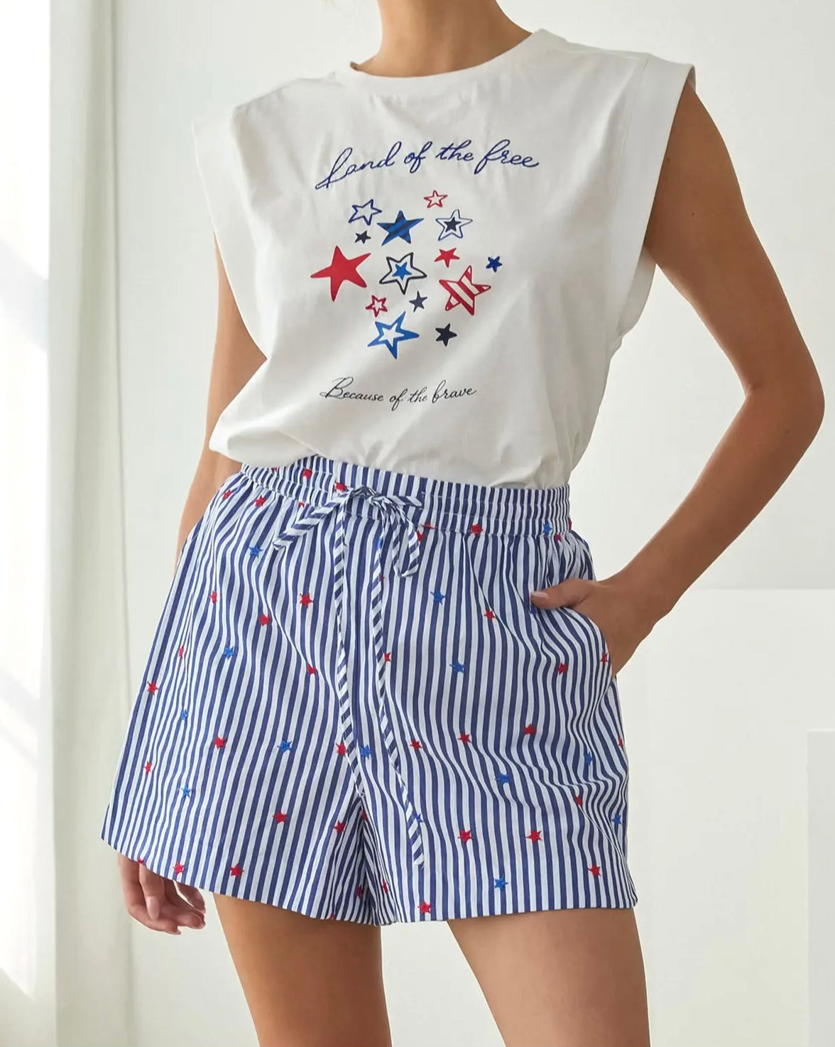 Land of the Free Top White