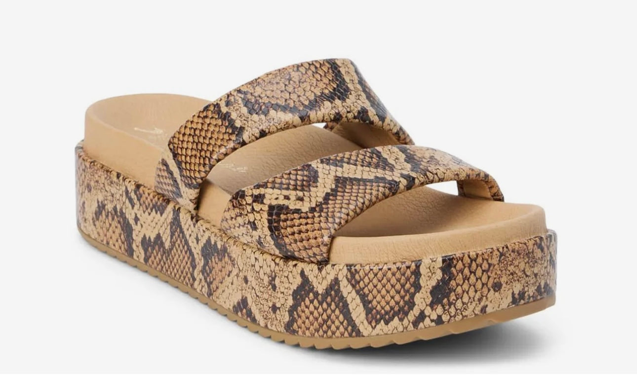 Blaine Snakeskin Sandal Tan