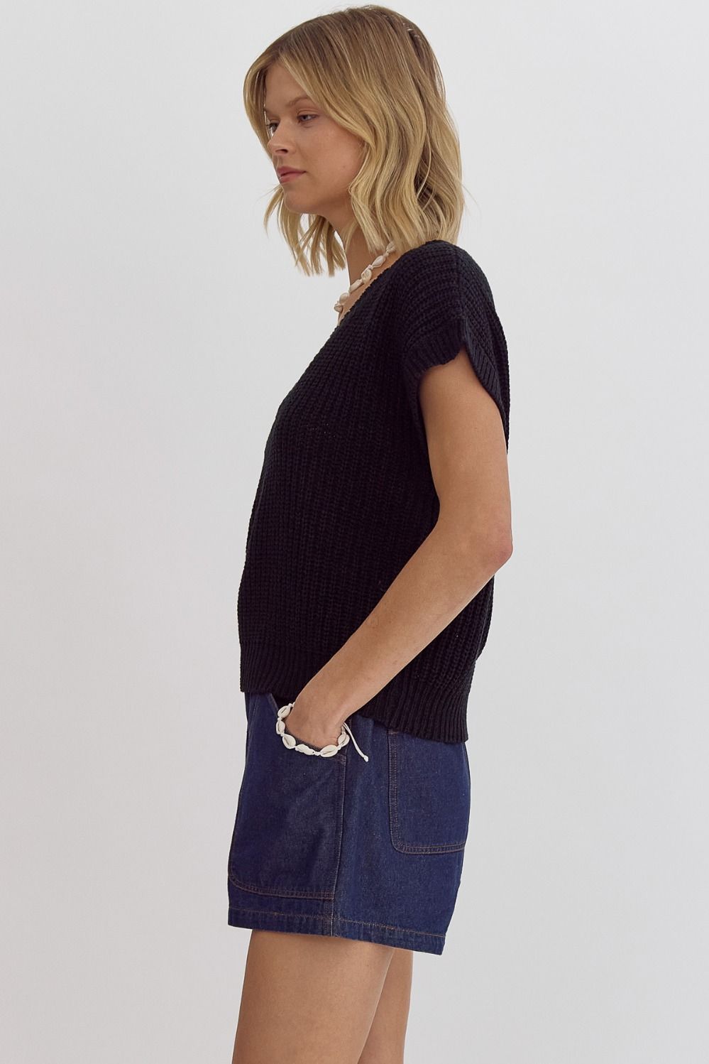 Heather Top Black