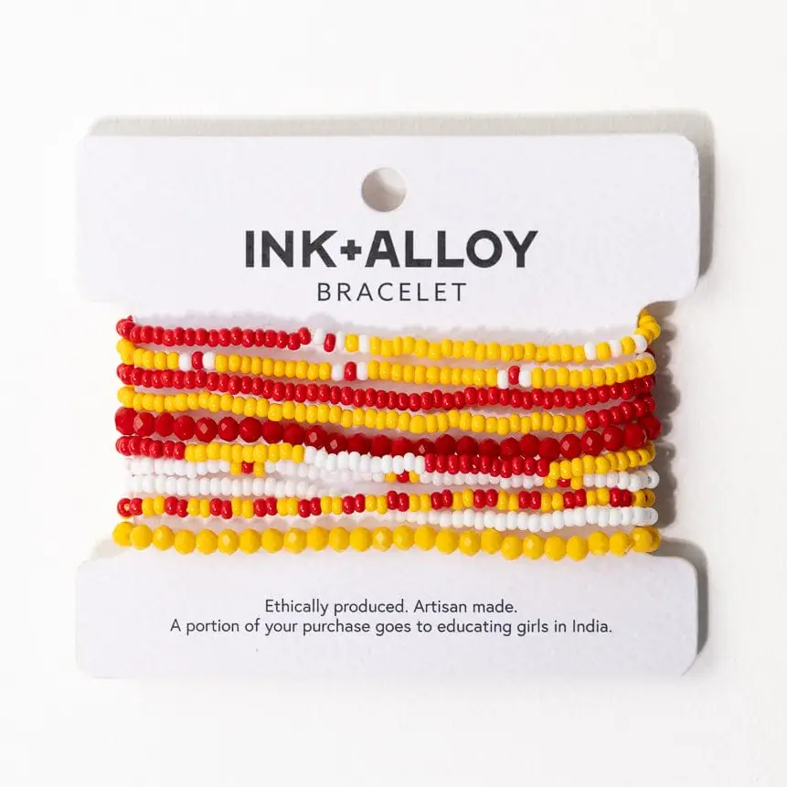Gameday Bracelet Stack Red and Yellow