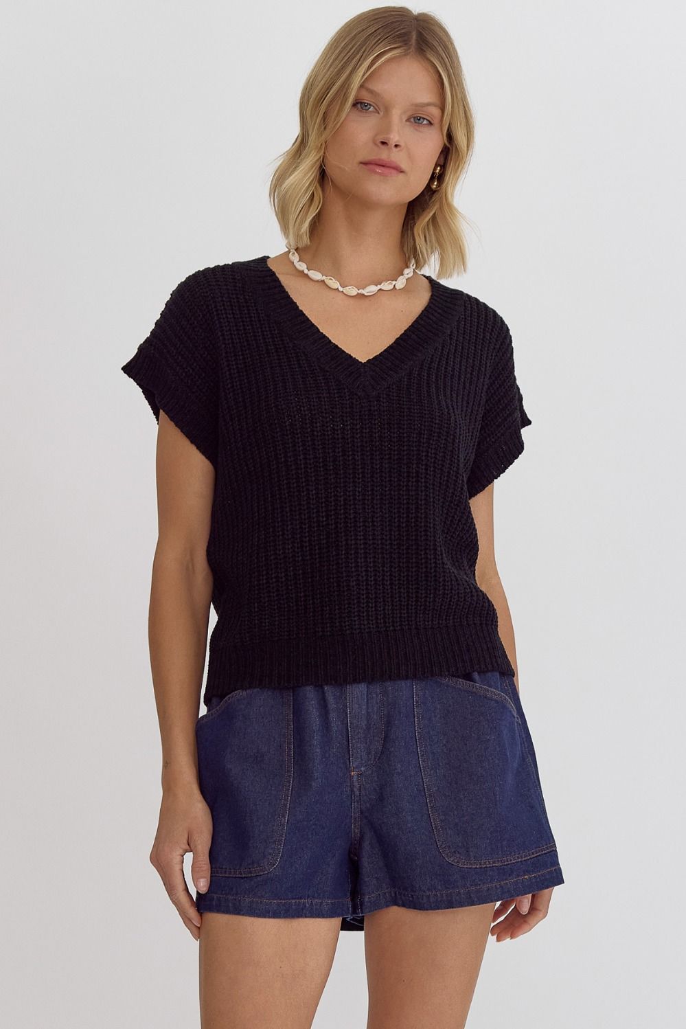 Heather Top Black