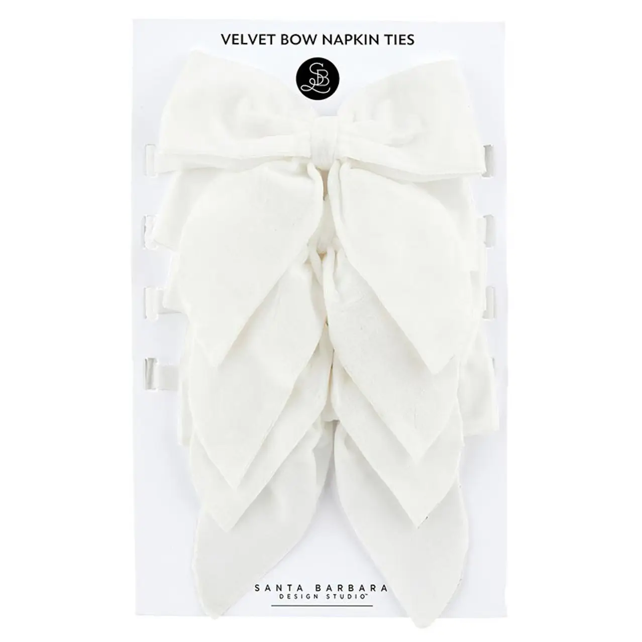 Velvet Bow Napkin Ties White