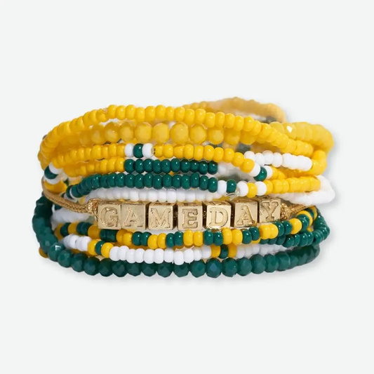 Gameday 11 Bracelet Stack Green and Gold