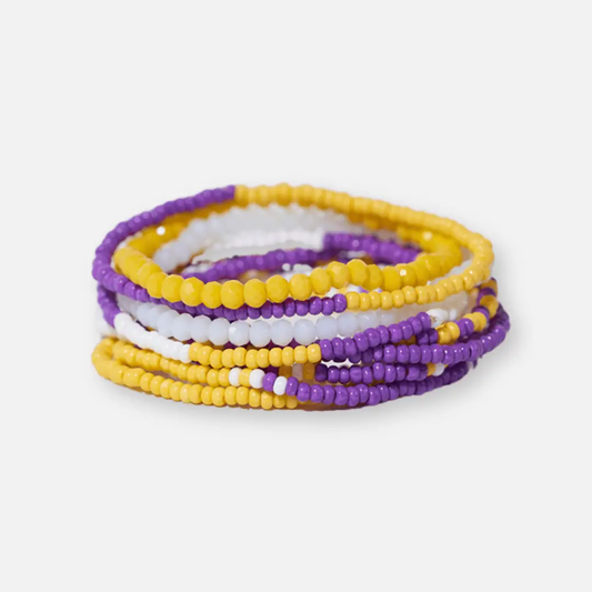 Gameday Bracelet Stack Purple and Yellow