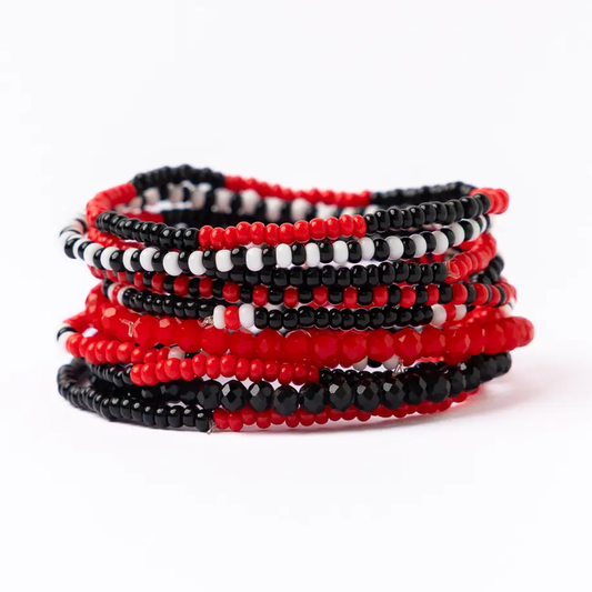 Gameday Bracelet Stack Red and Black