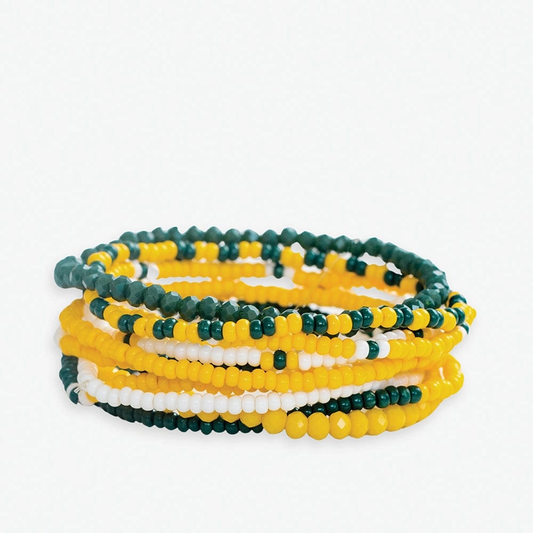 Gameday Bracelet Stack Green and Yellow