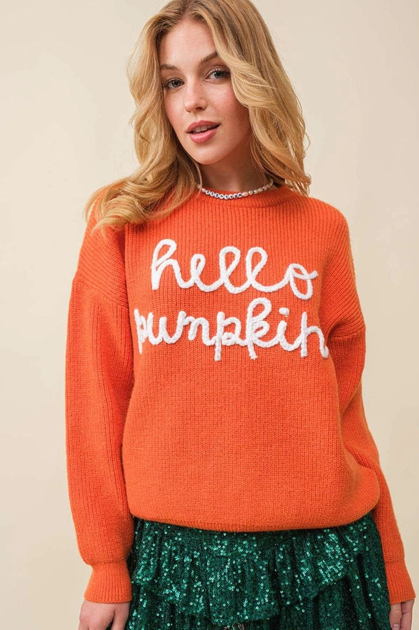 Hello Pumpkin Sweater Orange