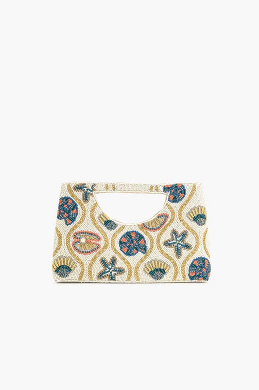 Sunlit Shore Beaded Clutch Bag