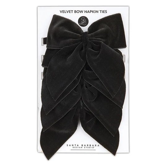 Velvet Bow Napkin Ties Black