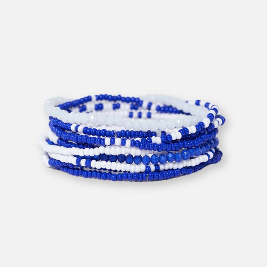 Gameday Bracelet Stack Blue and White
