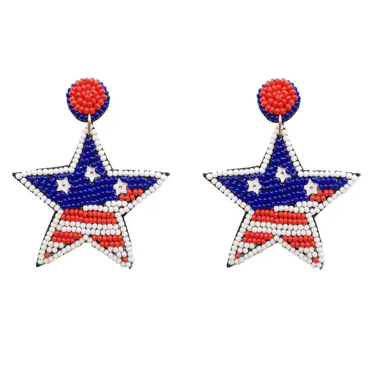 USA Flag Earrings Stars