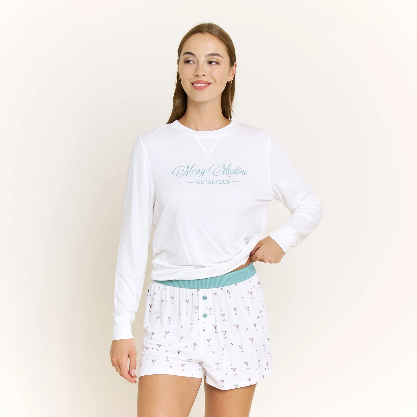 Holiday Pajamas Shorts Set Merry Martini