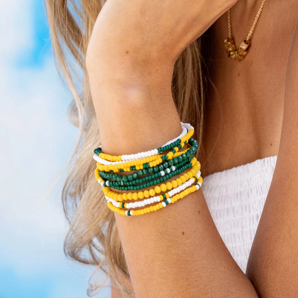 Gameday Bracelet Stack Green and Yellow