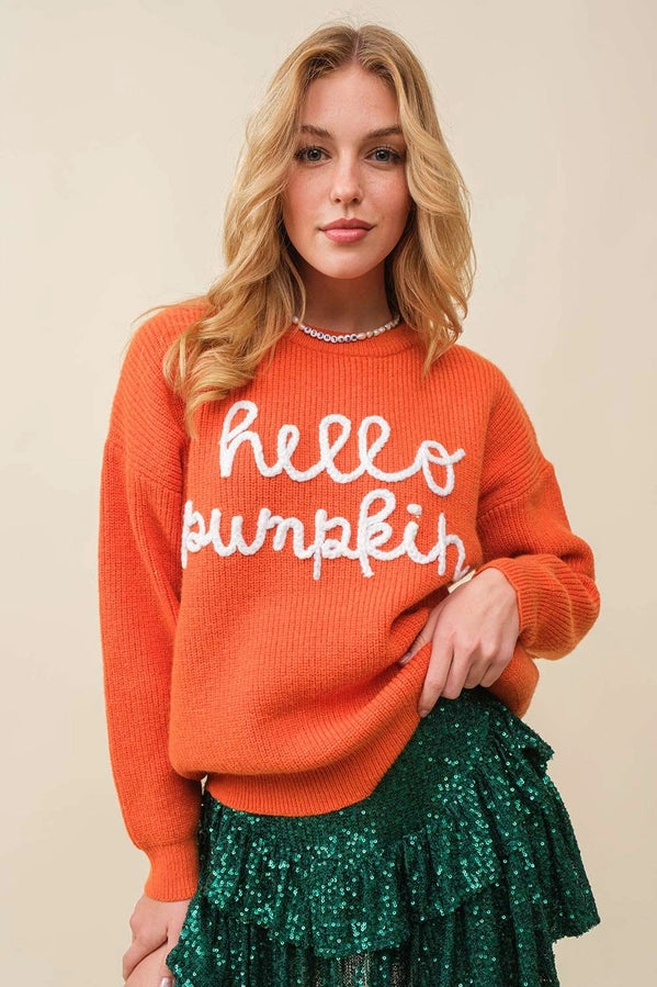 Hello Pumpkin Sweater Orange