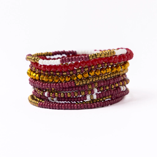 Gameday Bracelet Stack Garnet and Gold