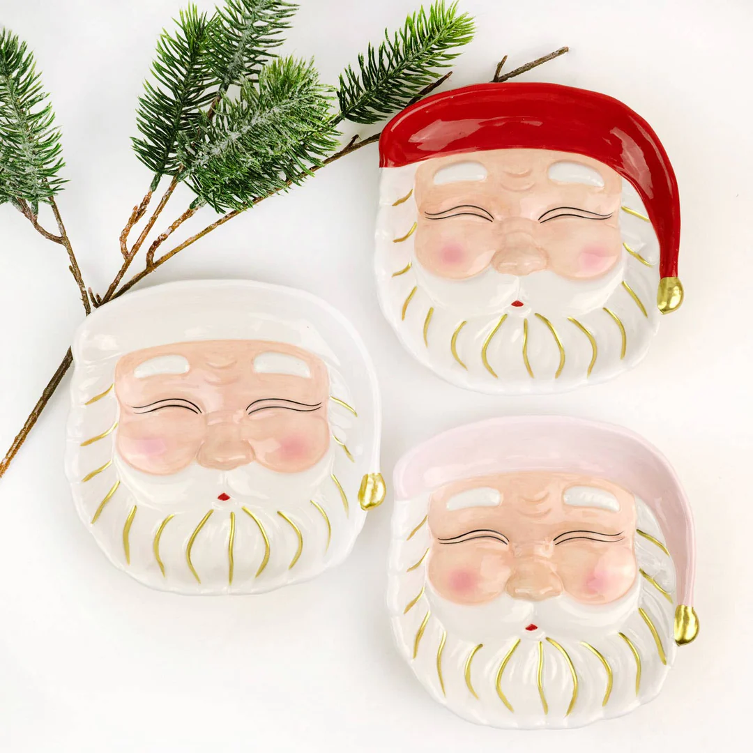 Santa Dessert Plate Pink