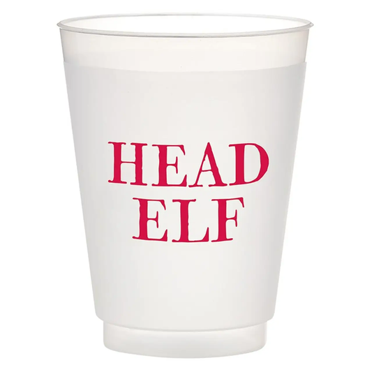 Holiday Frost Cups Set of 8 Head Elf