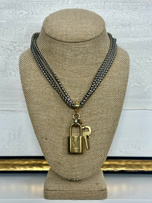 Vintage Louis Vuitton Lock Necklace Wheat Chain