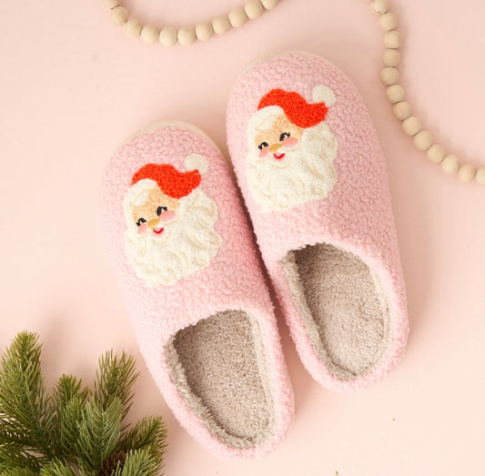 Fuzzy Santa Slippers