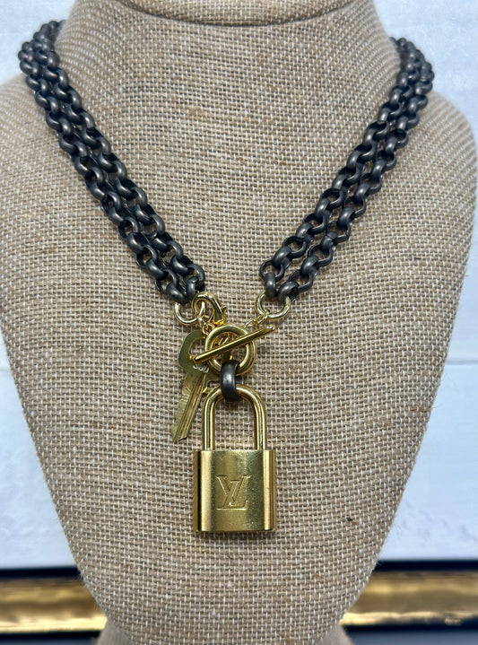 Vintage Louis Vuitton Necklace Gunmetal
