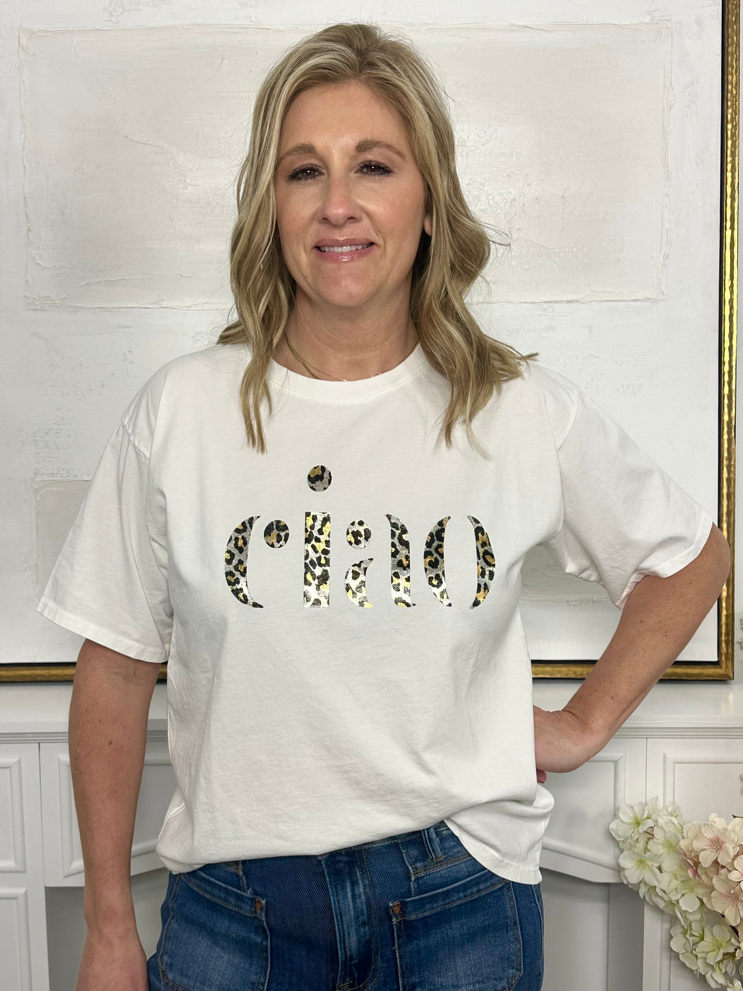 Ciao T-Shirt Leopard White