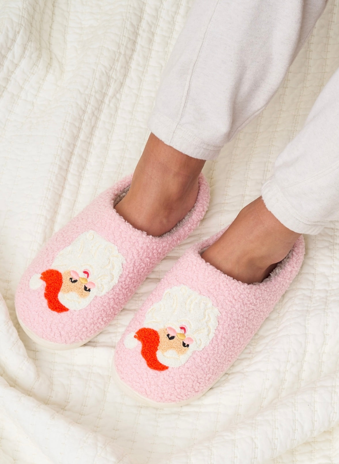 Fuzzy Santa Slippers