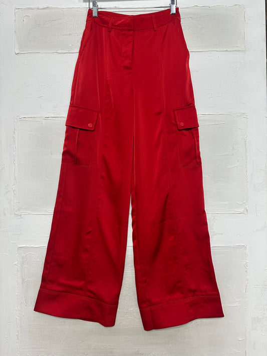 Roxanna Satin Pants Red