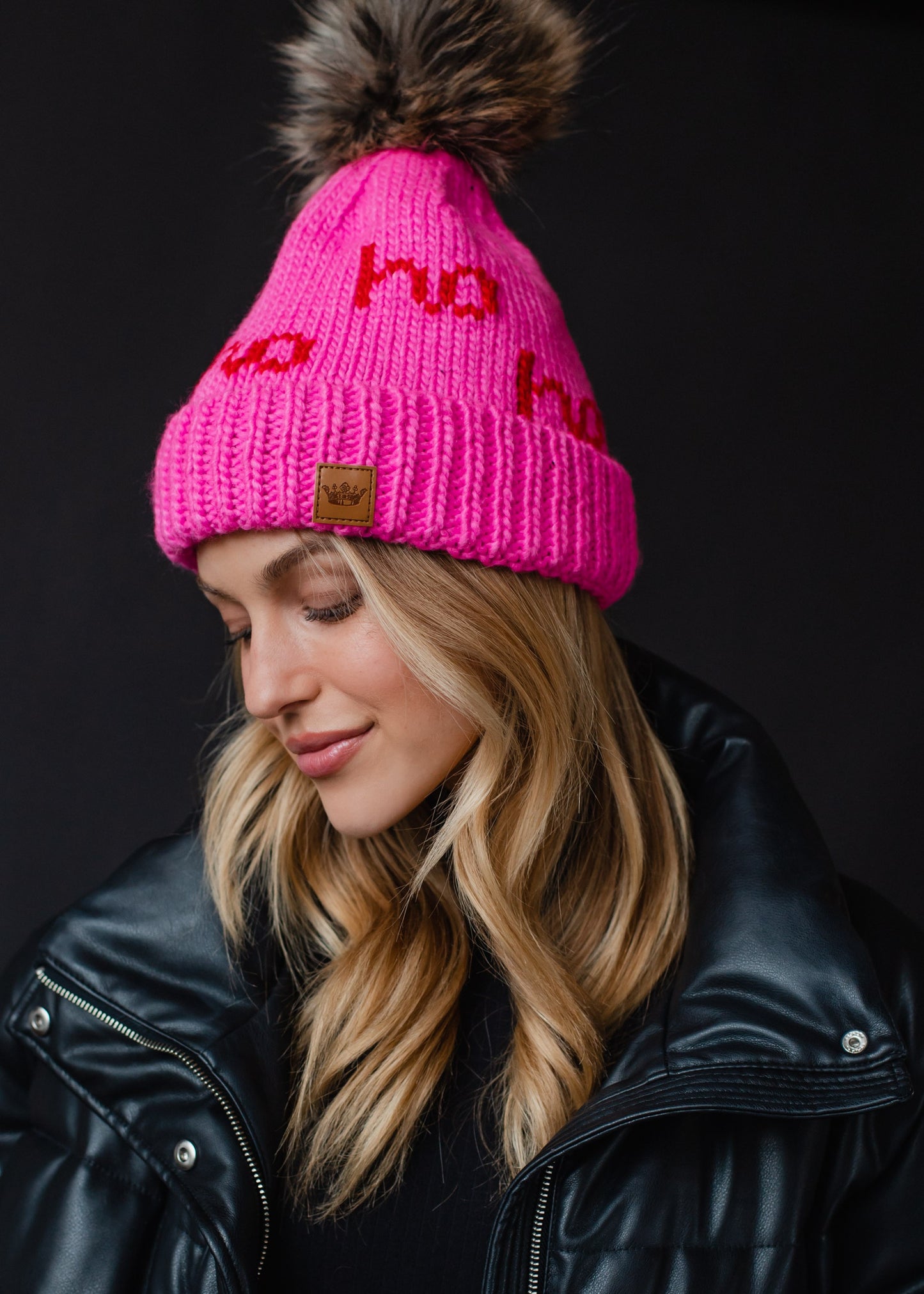 Pom Hat Ho Ho Ho Pink