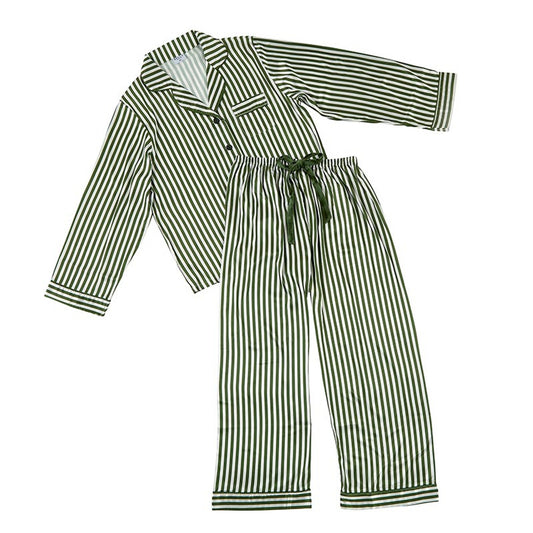 Satin Pajamas Green Stripe