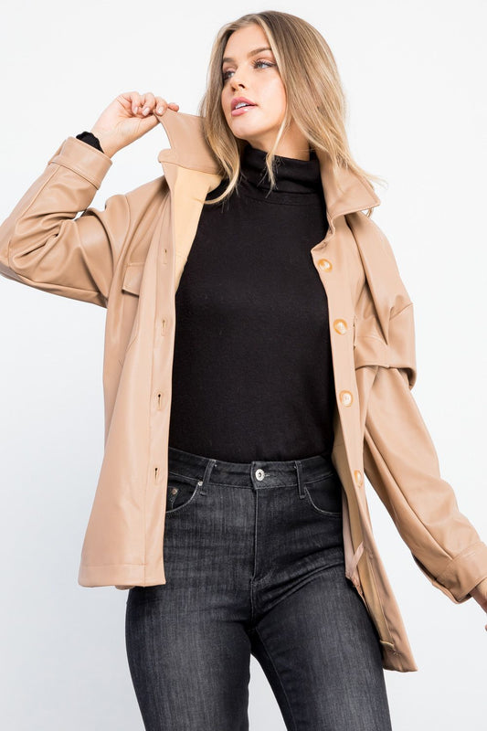 Willow Leather Jacket Taupe