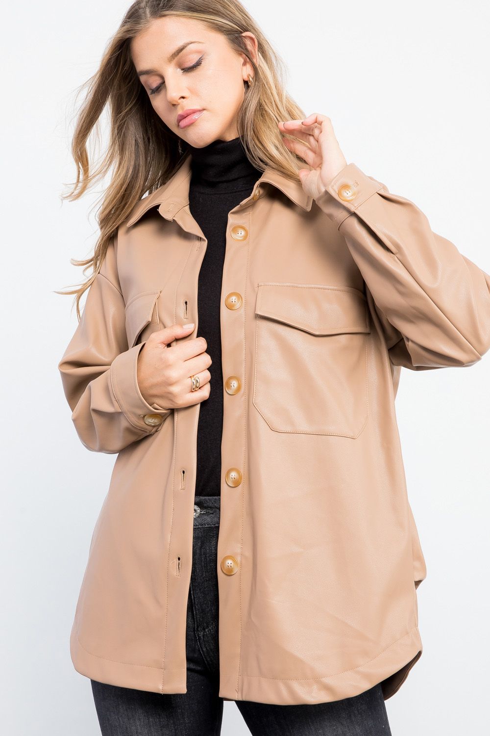 Willow Leather Jacket Taupe