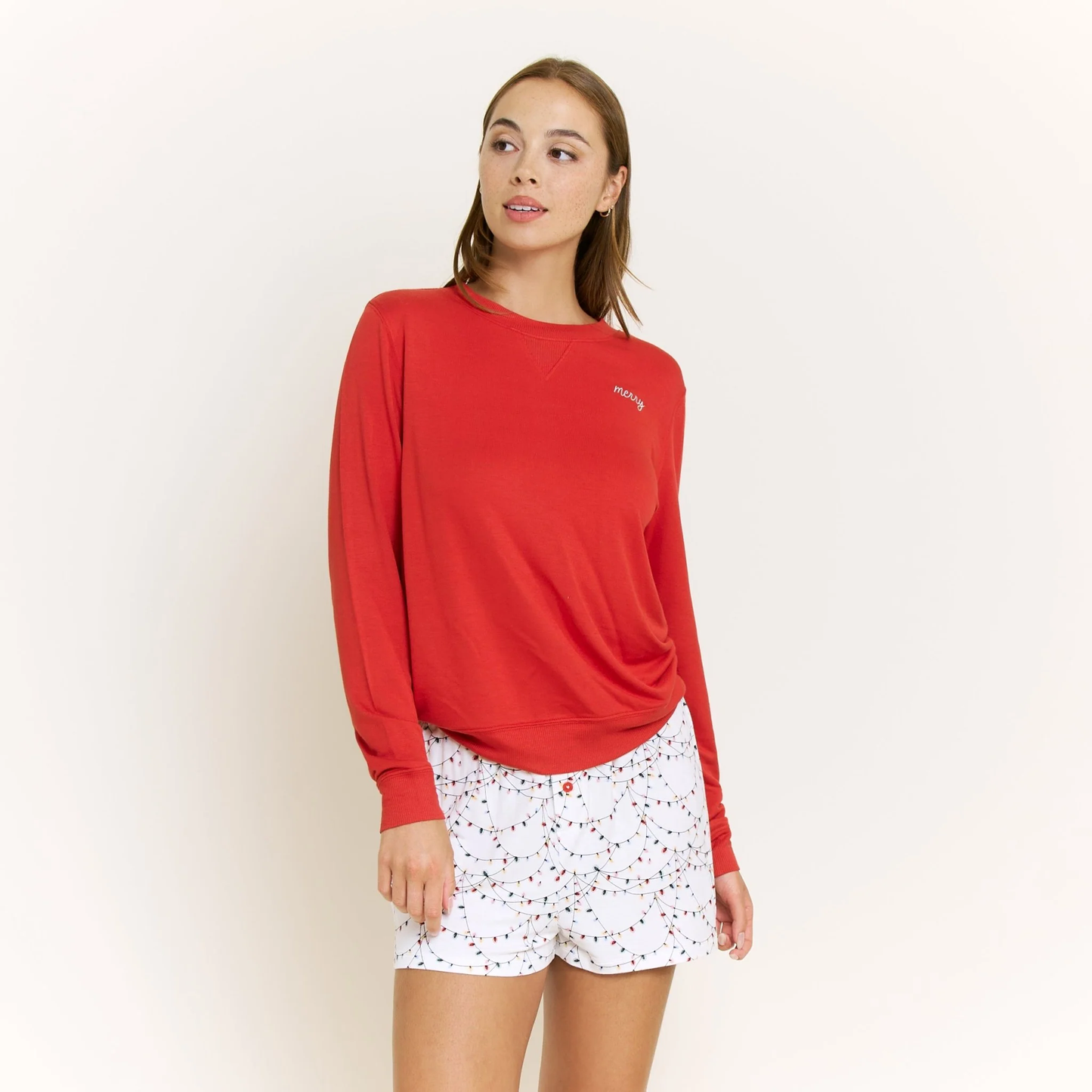 Holiday Pajamas Shorts Set Holiday Lights