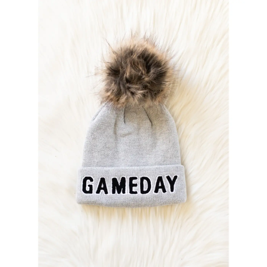 Game Day Pom Hat Gray