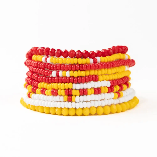 Gameday Bracelet Stack Red and Yellow