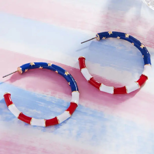 USA Flag Hoop Earrings