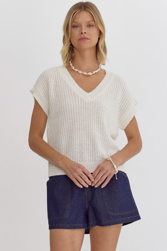 Heather Top Off White