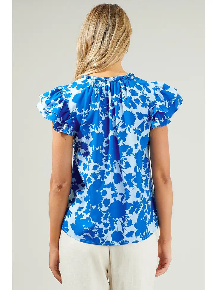 Mia Floral Top Blue