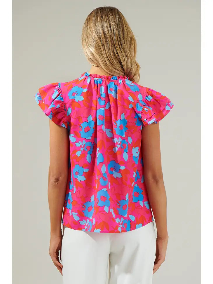 Mia Floral Top Fuschia