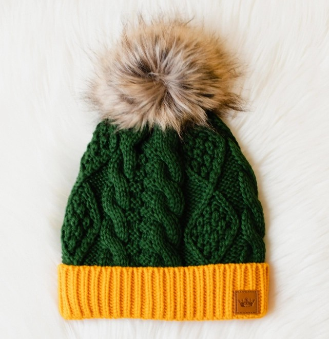 Pom Hat Green and Gold